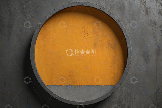 圆形金属与黄色背景静物