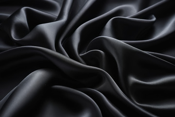 黑色丝绸织物纹理特写