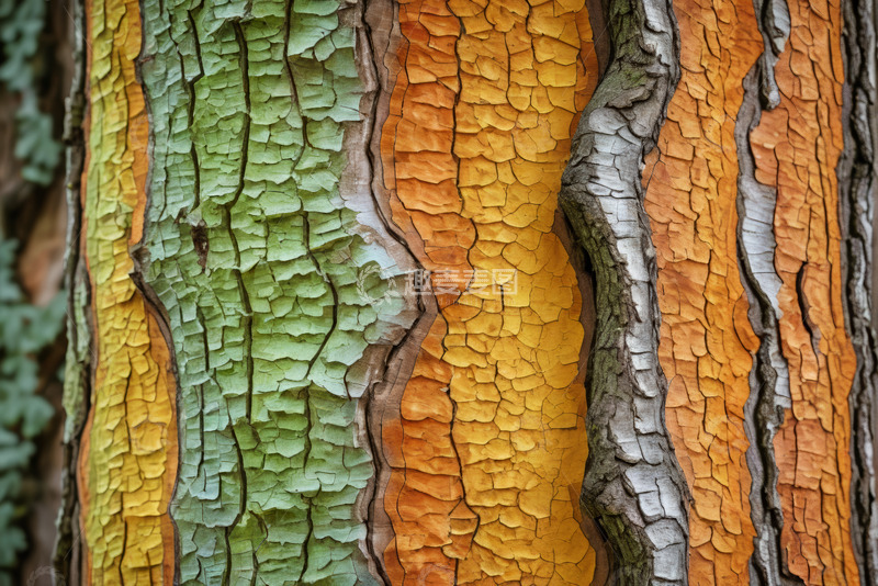 高清大图下载【趣麦麦图】多彩树皮纹理特写