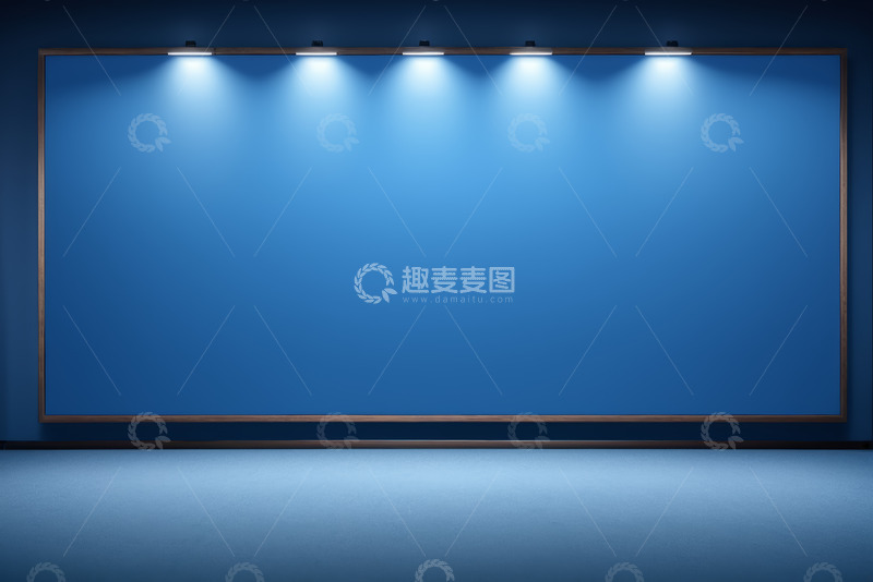 高清大图下载【趣麦麦图】蓝色背景带灯光展示墙面