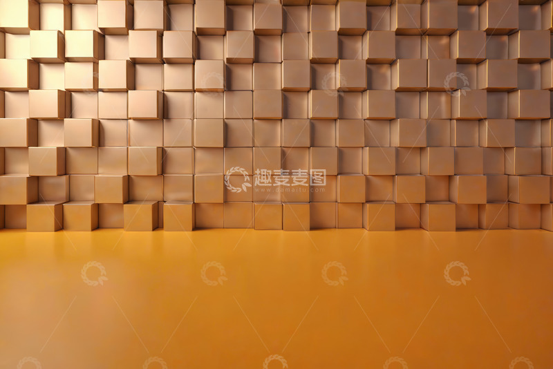 高清大图下载【趣麦麦图】金色几何方块背景素材