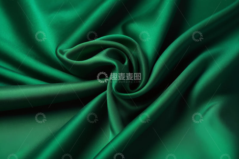 高清大图下载【趣麦麦图】绿色丝绸织物纹理特写