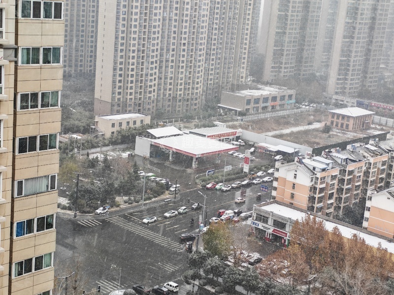 高清大图下载【趣麦麦图】下雪中的城市街道