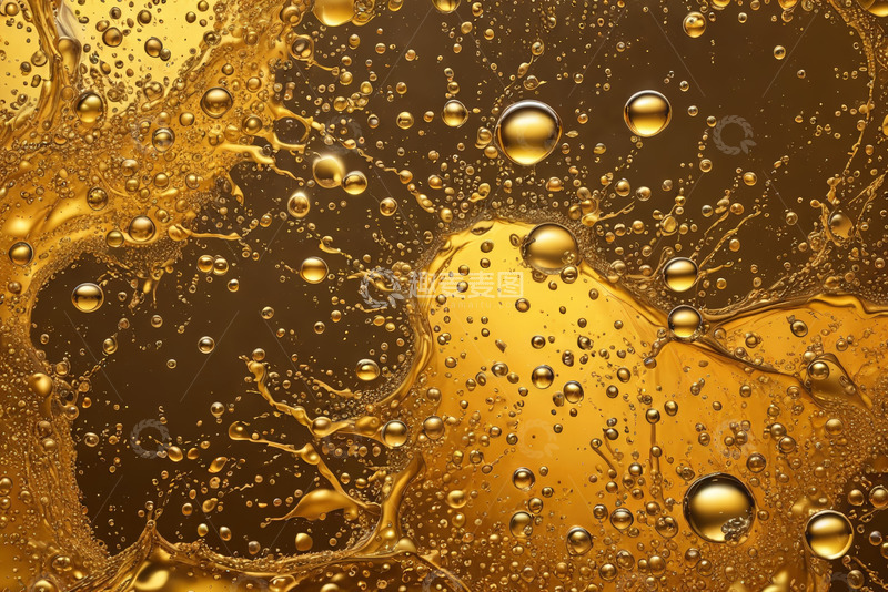 高清大图下载【趣麦麦图】金色液体气泡微距特写