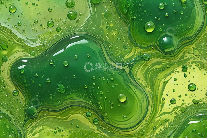 高清大图下载【趣麦麦图】绿色液体水滴纹理背景