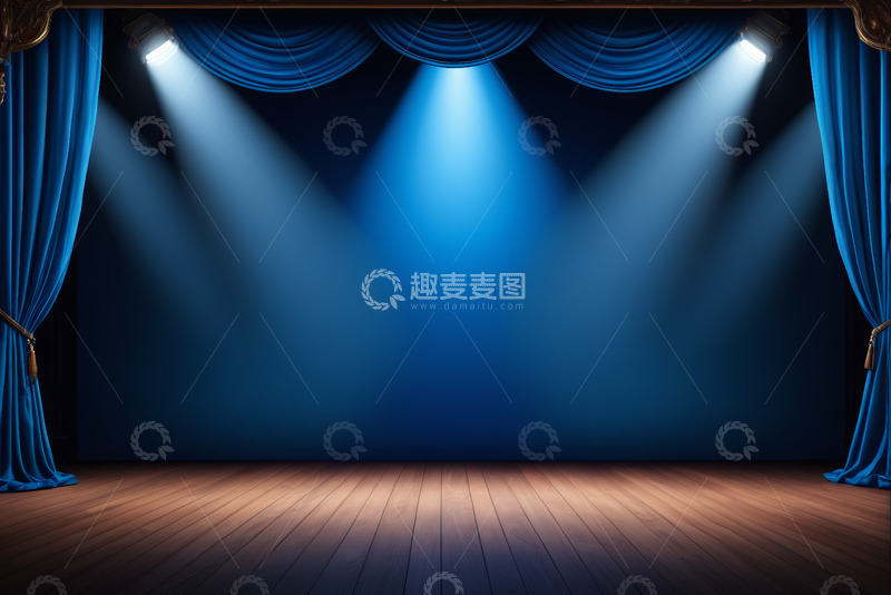 高清大图下载【趣麦麦图】蓝色幕布舞台灯光场景