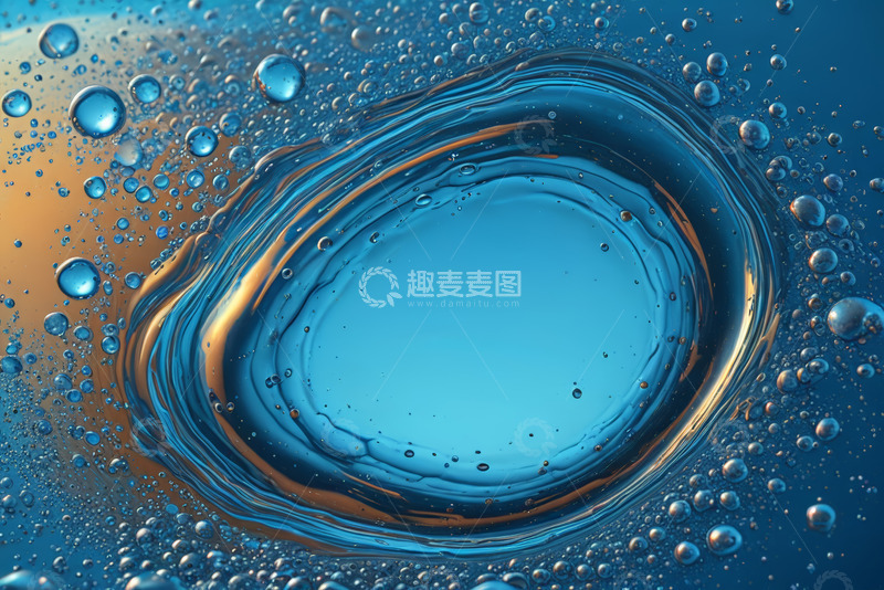 高清大图下载【趣麦麦图】蓝色液体气泡特写画面