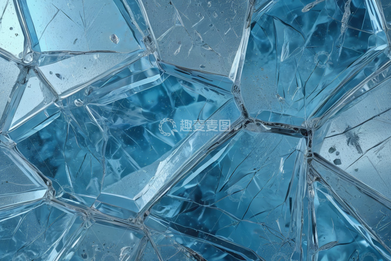高清大图下载【趣麦麦图】蓝色破碎玻璃纹理特写