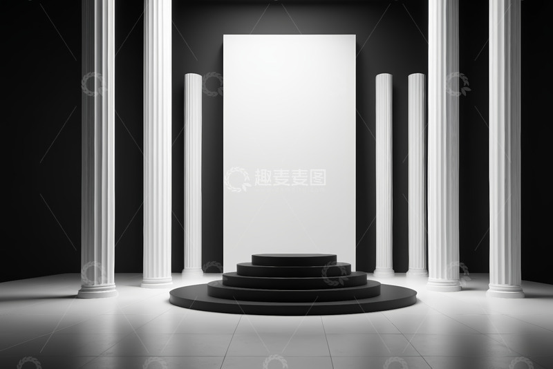 高清大图下载【趣麦麦图】现代立柱环绕的展示平台