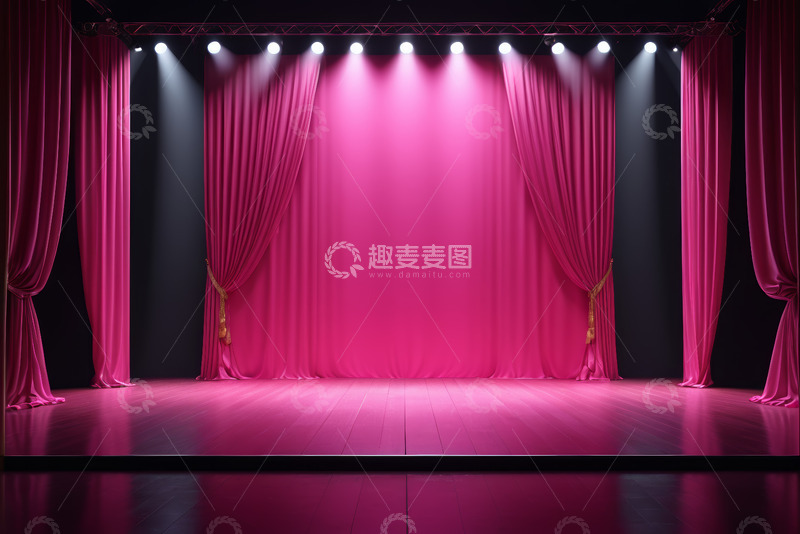 高清大图下载【趣麦麦图】粉色幕布舞台灯光场景