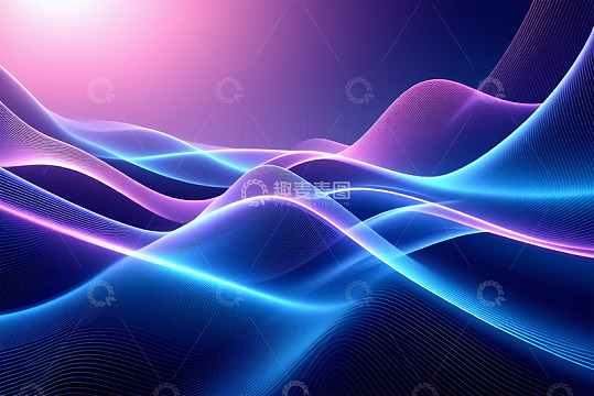 蓝紫色渐变发光线条抽象背景