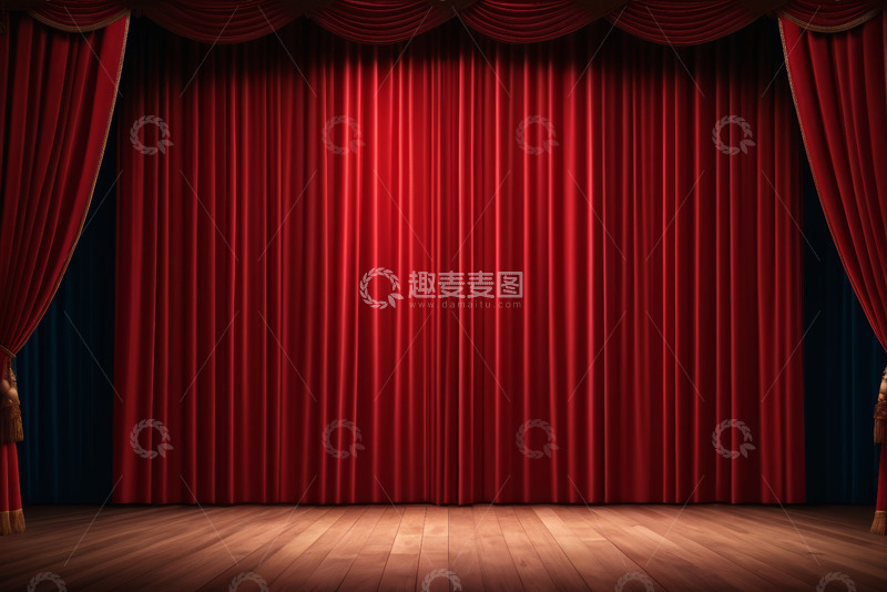 高清大图下载【趣麦麦图】舞台红色幕布背景