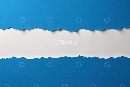 蓝色背景撕开白色纸张效果