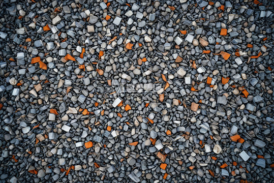灰色碎石与橙色碎块地面