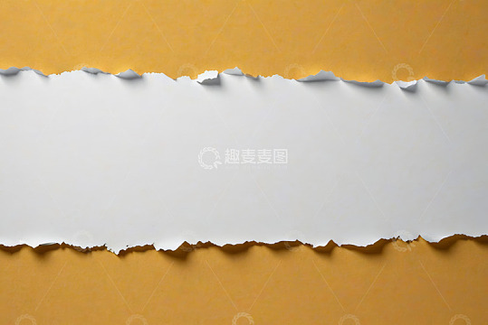 撕开的黄色背景白色空白纸张
