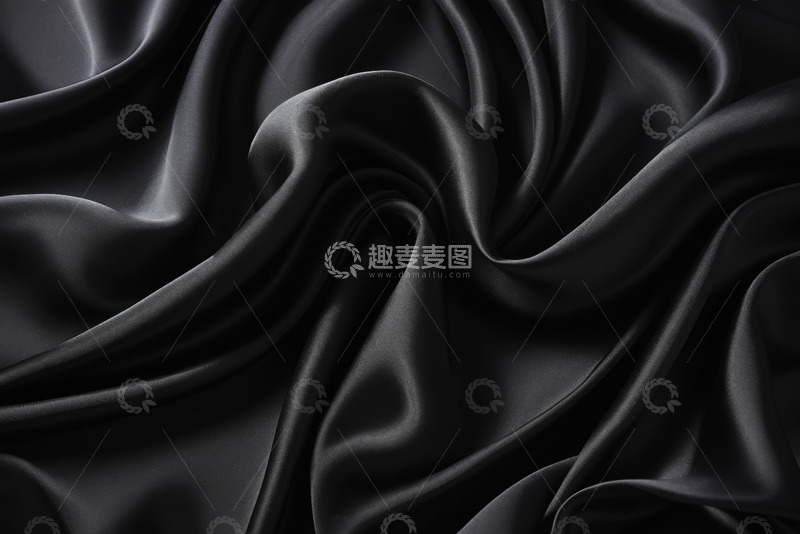高清大图下载【趣麦麦图】黑色丝绸织物纹理特写