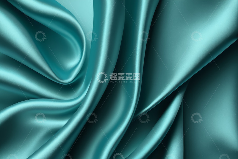 高清大图下载【趣麦麦图】蓝绿色丝绸布料纹理背景