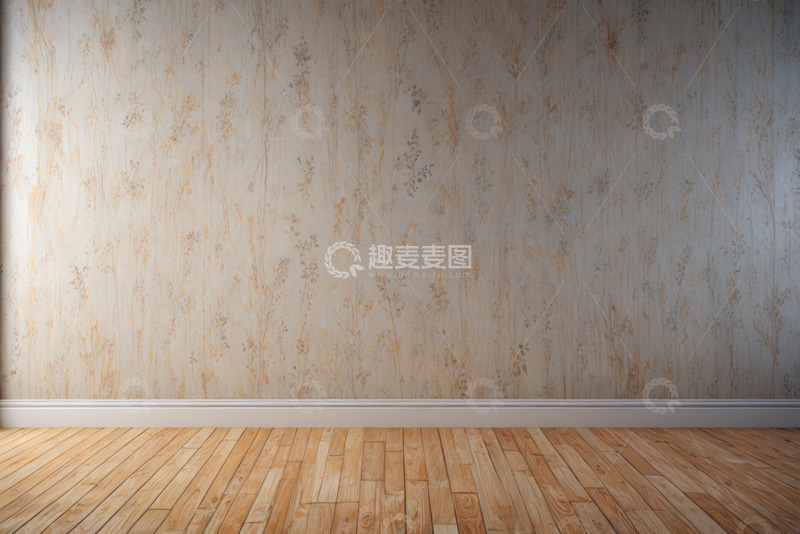 高清大图下载【趣麦麦图】木地板与花卉壁纸室内场景