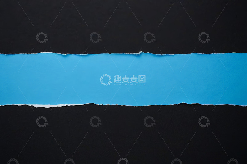 高清大图下载【趣麦麦图】黑底撕开蓝色纸张素材
