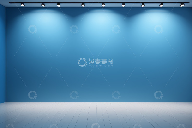 高清大图下载【趣麦麦图】蓝色背景墙展厅空间
