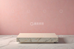 粉色背景大理石展示台