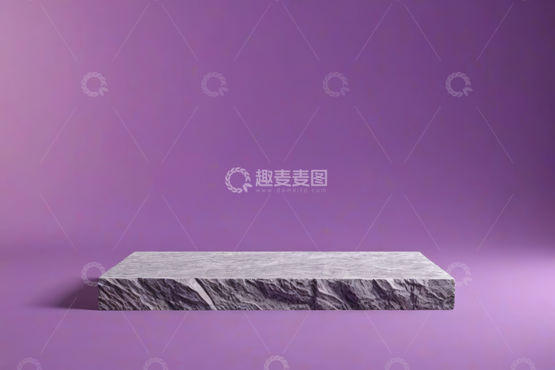 高清大图下载【趣麦麦图】紫色背景上的灰色石台
