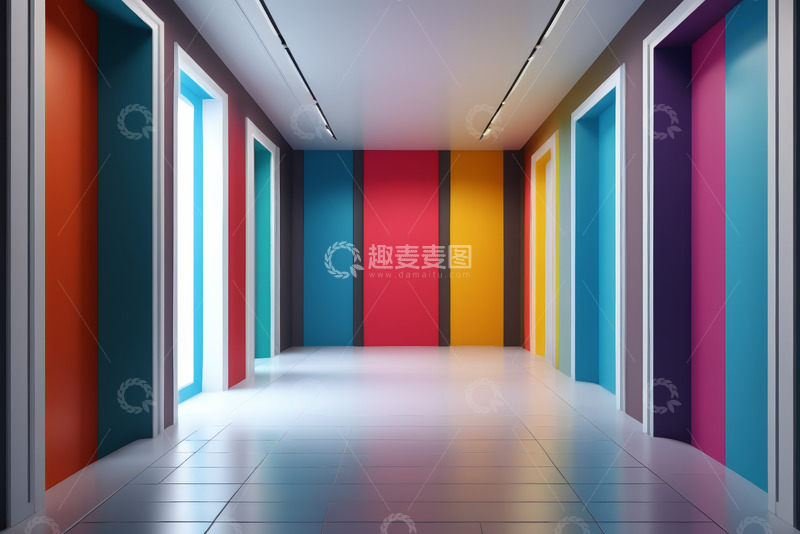 高清大图下载【趣麦麦图】多彩现代风格走廊空间