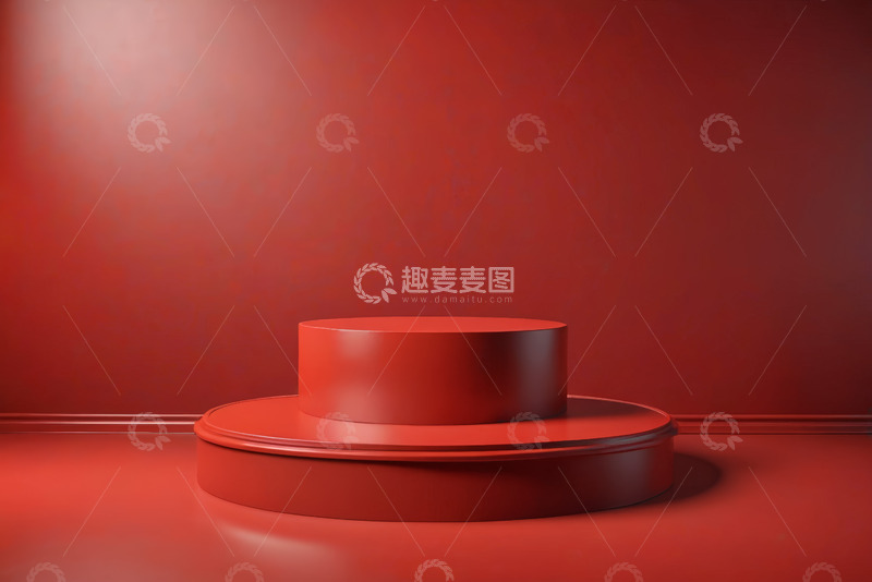 高清大图下载【趣麦麦图】红色平台展示台