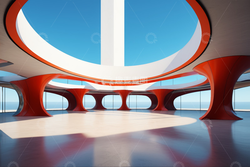 高清大图下载【趣麦麦图】现代建筑室内空旷空间场景