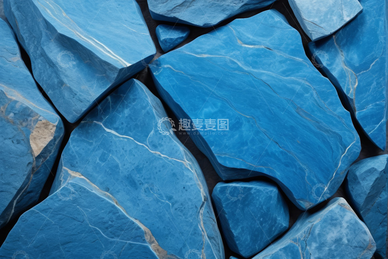 高清大图下载【趣麦麦图】蓝色石块拼接纹理特写