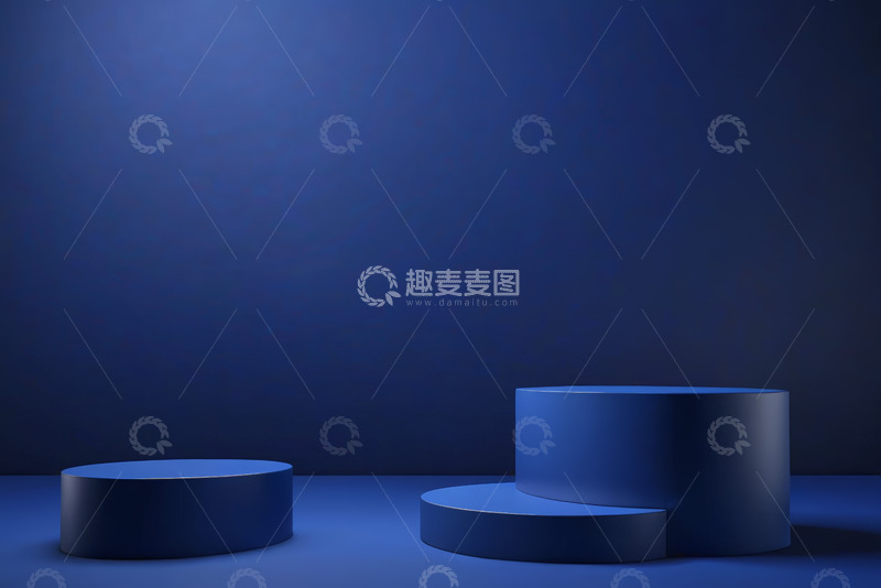 高清大图下载【趣麦麦图】蓝色背景下的圆形展示台