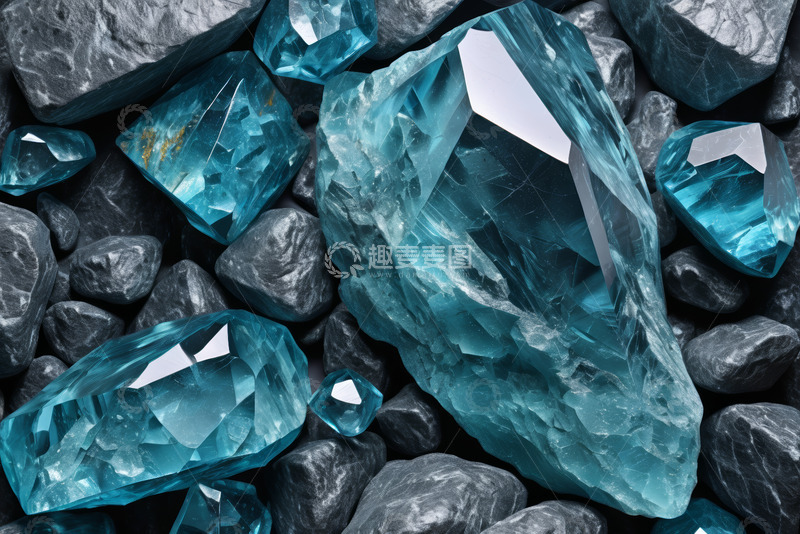 高清大图下载【趣麦麦图】蓝色宝石与石头特写
