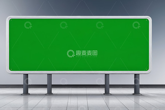 空白绿色广告牌展示素材