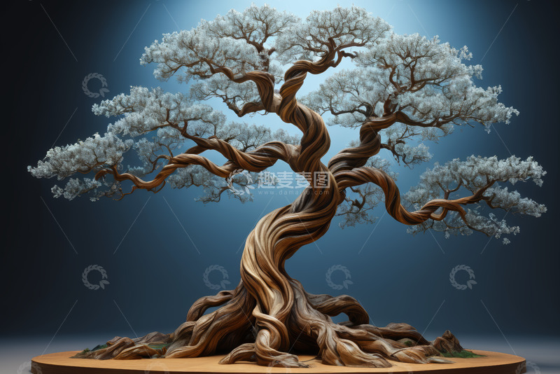 高清大图下载【趣麦麦图】盘根错节的艺术盆景树
