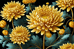 金色菊花花卉图案