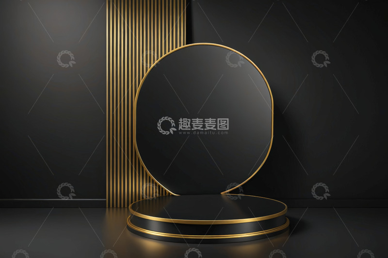 高清大图下载【趣麦麦图】黑金风格产品展示基座