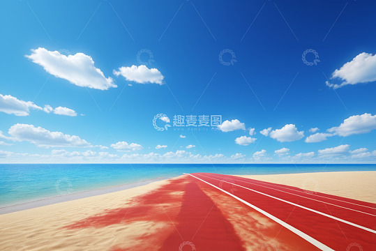 海边红色跑道风景