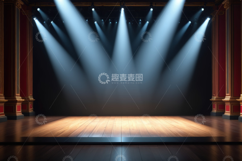 高清大图下载【趣麦麦图】舞台聚光灯照射空舞台场景