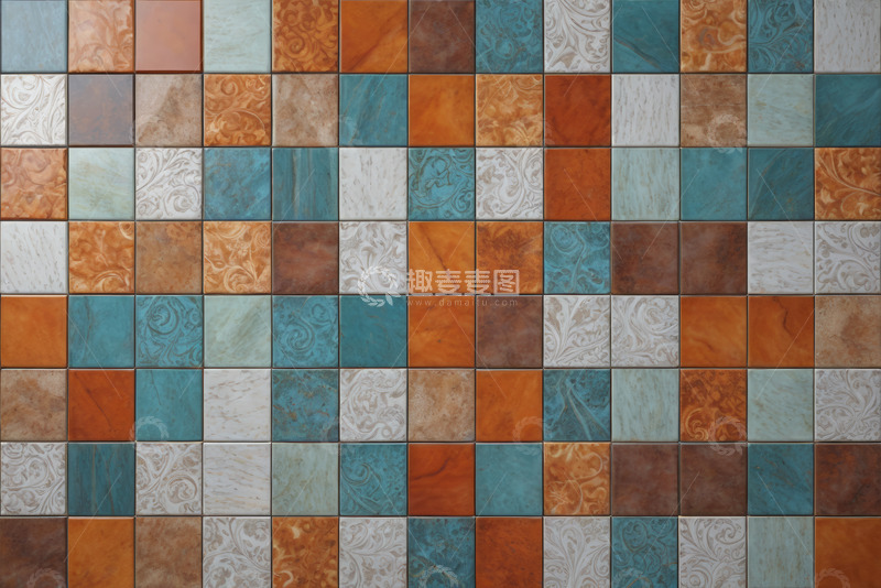高清大图下载【趣麦麦图】彩色花纹瓷砖墙面