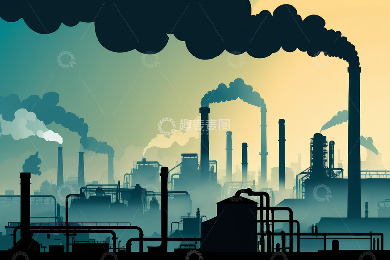 高清大图下载【趣麦麦图】工业工厂烟囱冒烟景象