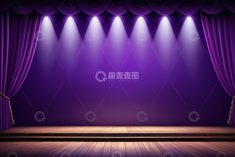 高清大图下载【趣麦麦图】紫色舞台幕布灯光场景