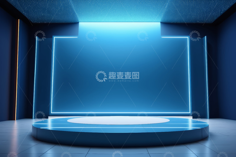 高清大图下载【趣麦麦图】蓝色科技感舞台展示空间