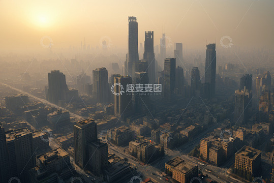 城市高楼建筑群航拍全景