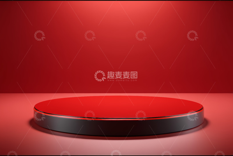 高清大图下载【趣麦麦图】红色圆形展示台背景