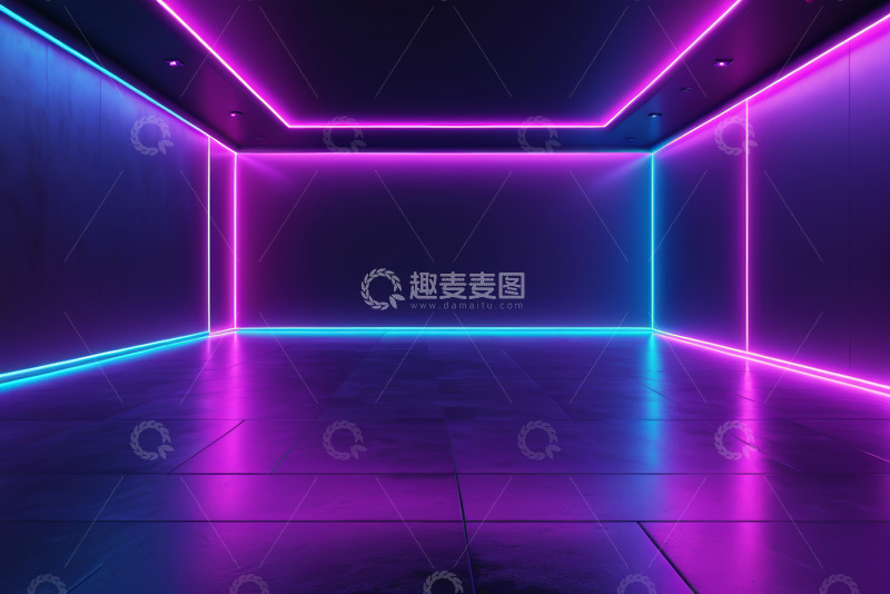 高清大图下载【趣麦麦图】室内霓虹灯光装饰空间