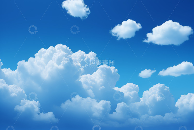 高清大图下载【趣麦麦图】蓝天背景下的蓬松白云