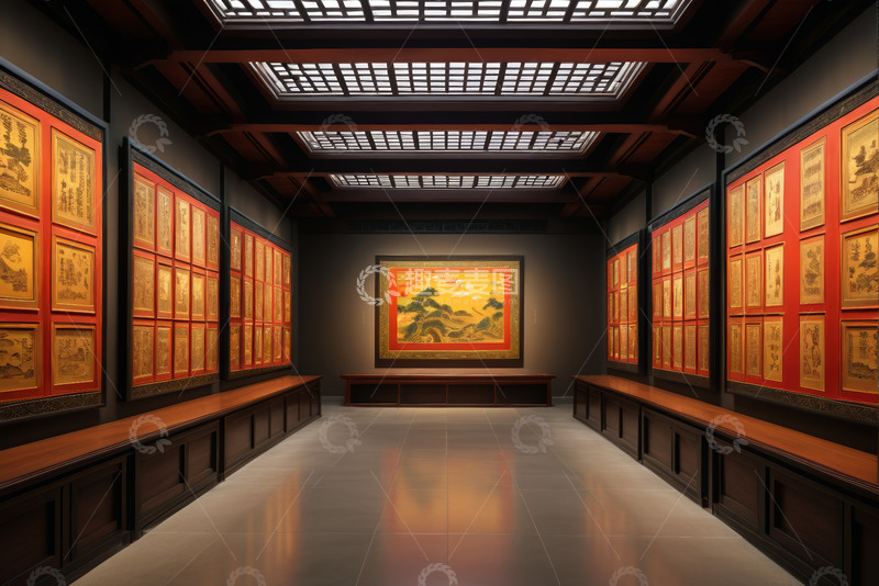 高清大图下载【趣麦麦图】中式风格艺术展厅室内场景