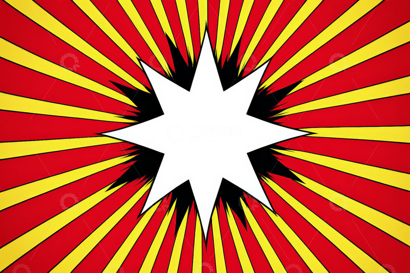 高清大图下载【趣麦麦图】红黄色放射背景白色星形图案