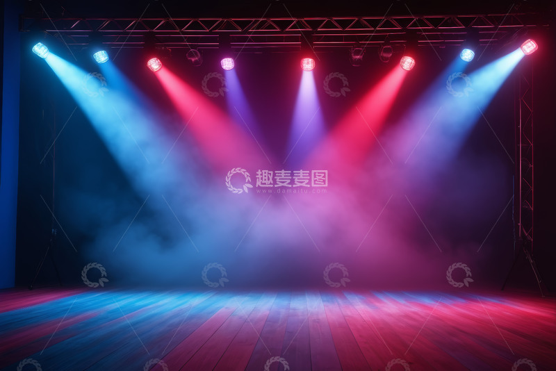 高清大图下载【趣麦麦图】彩色灯光照射下的舞台场景