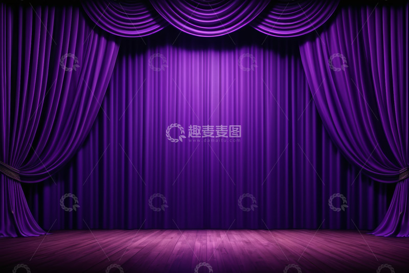 高清大图下载【趣麦麦图】紫色幕布舞台背景